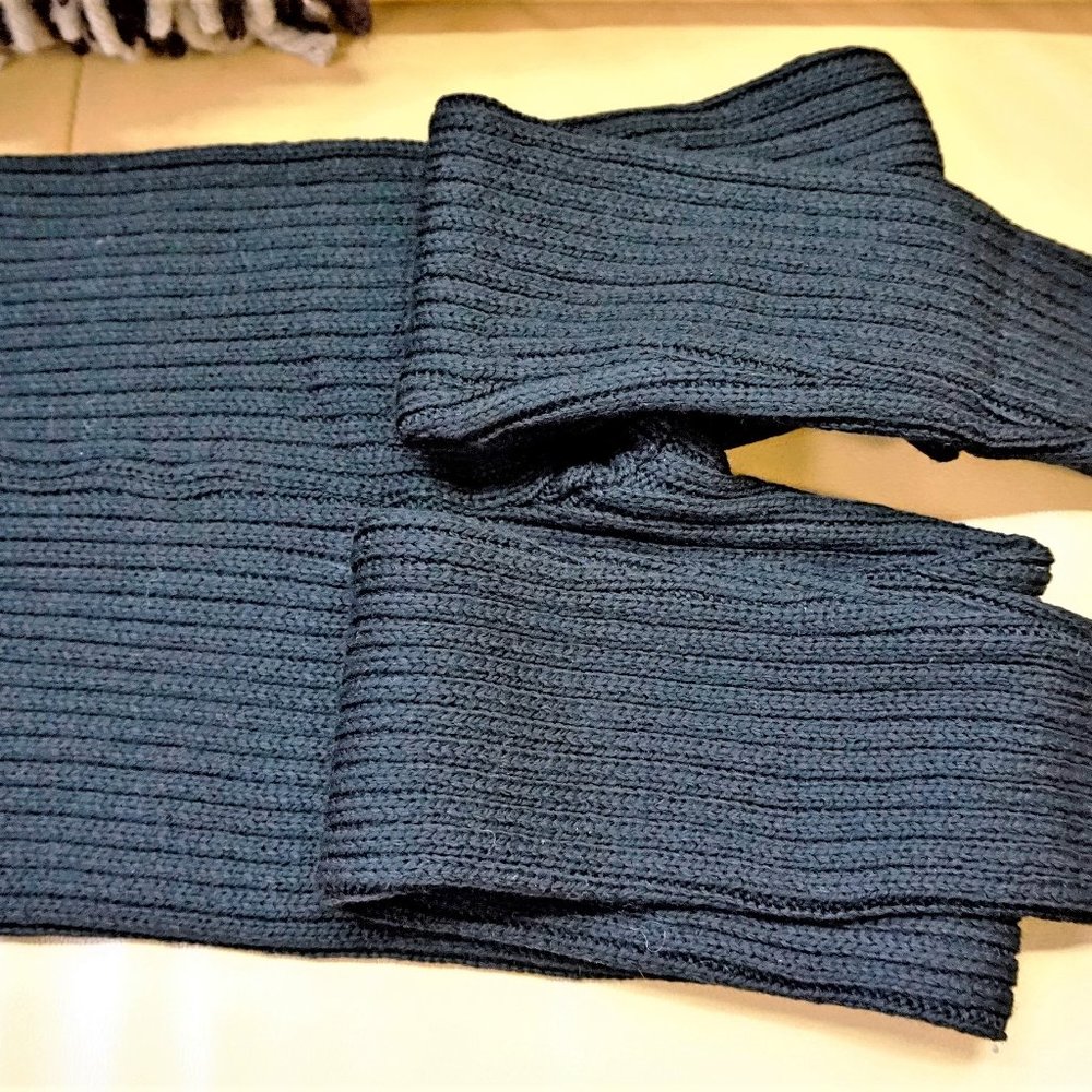 KNITTED MERINO WOOL EUROPEAN HIGH WAISTED LONG LEGGINGS FOR KIDS BLACK